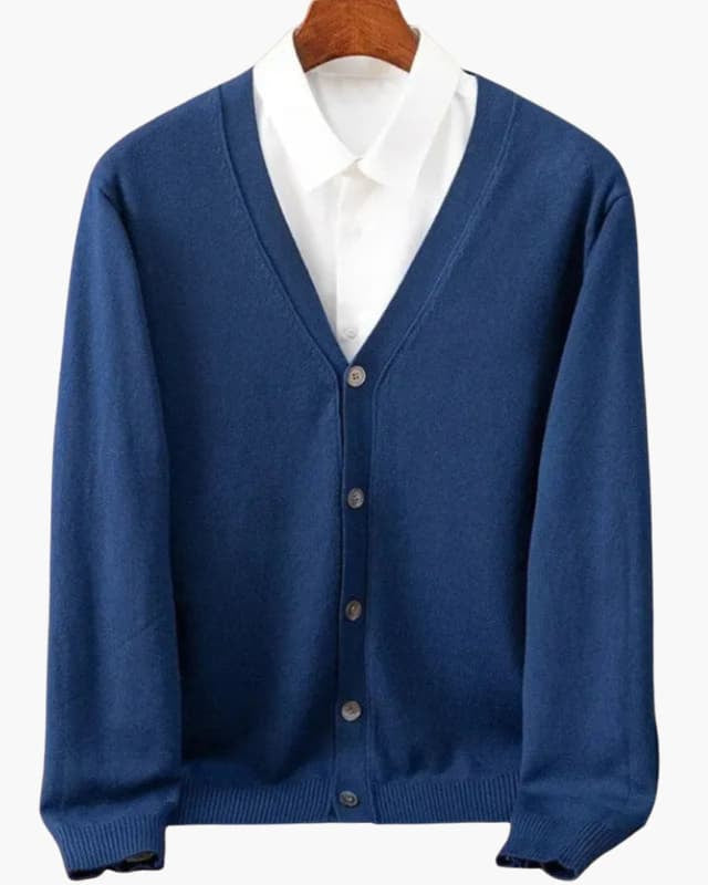 Men’s Cardigan with V-Neck and Button Closure - Navy / XS - Men’s Cardigan