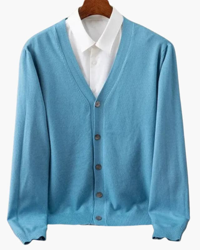 Men’s Cardigan with V-Neck and Button Closure - Sky Blue / XS - Men’s Cardigan