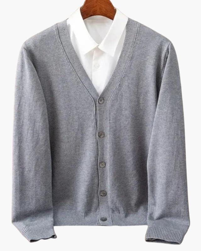 Men’s Cardigan with V-Neck and Button Closure - Gray / XS - Men’s Cardigan