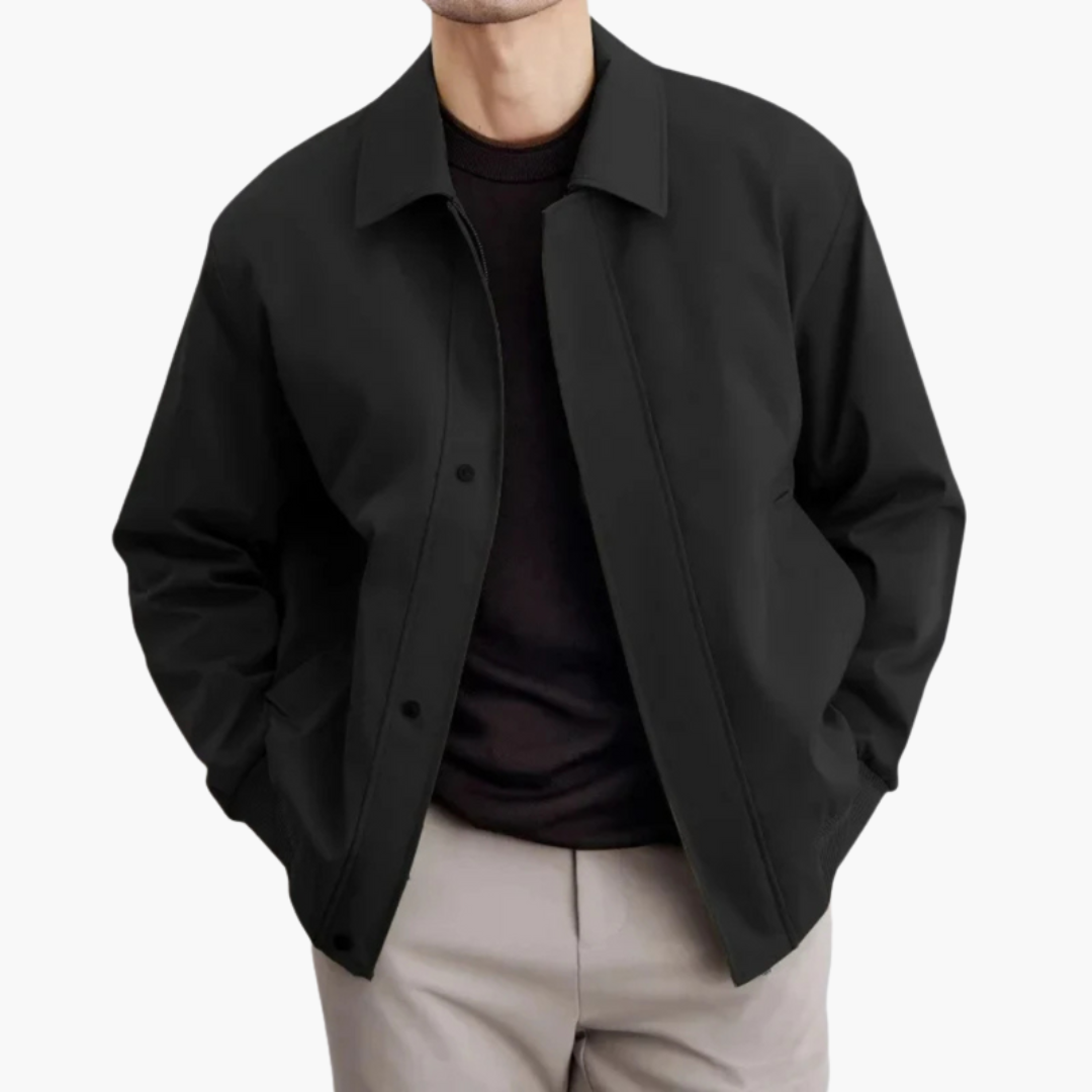 Men’s Overcoat with Pointed Collar and Button Closure