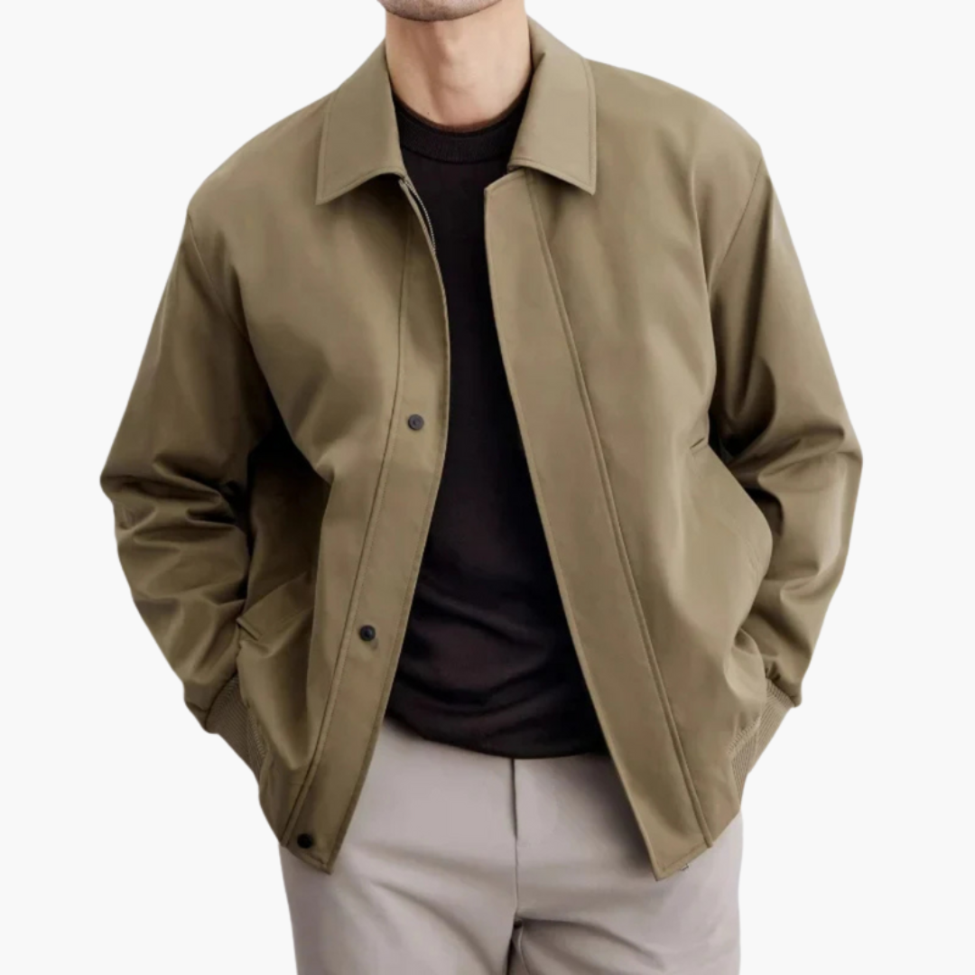 Men’s Overcoat with Pointed Collar and Button Closure
