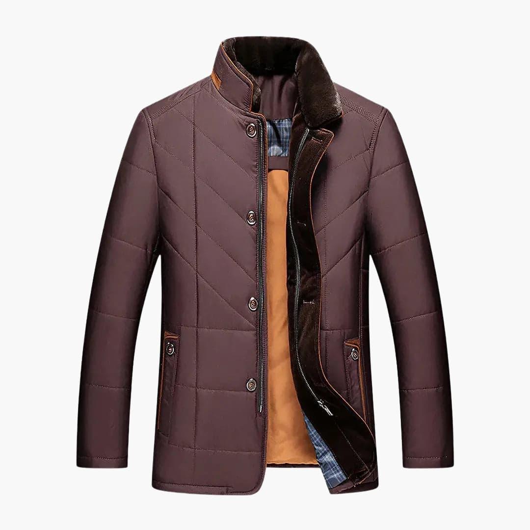 Men's Quilted Jacket with Button Closure and Stand Collar - Opera New York