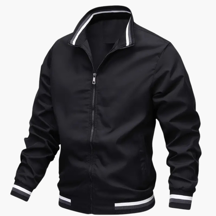 Men's Jacket with Ribbed Details and Front Zipper