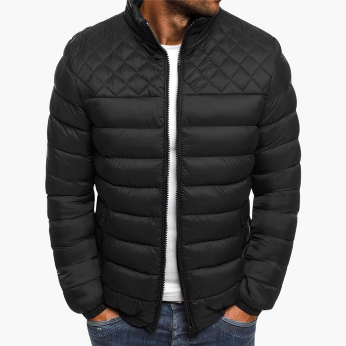 Men's Bomber Jacket with Zipper and Quilted Design