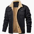 Men's Bomber Jacket with Zipper and Faux Fur Lining