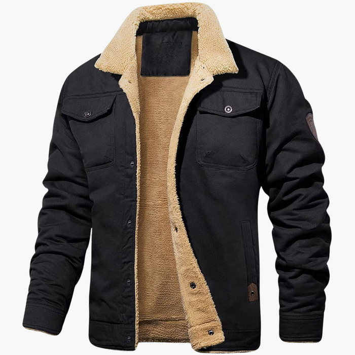 Men's Bomber Jacket with Zipper and Faux Fur Lining