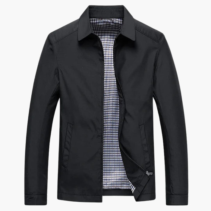 Men's Jacket with Checked Lining and Front Zipper