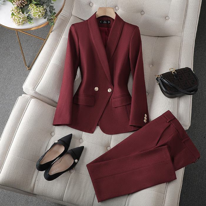 Women's Double-Breasted Blazer and Trouser Set