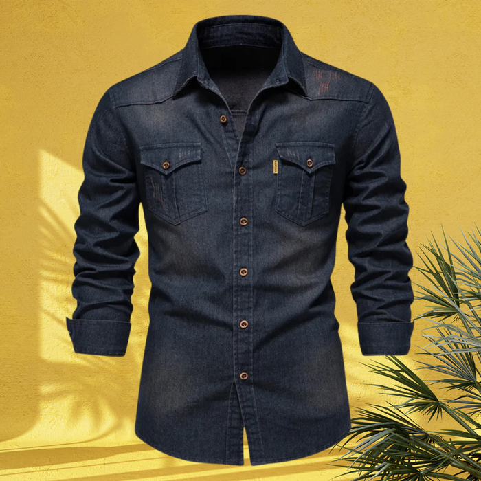Men's Faded Western Shirt with Chest Pockets