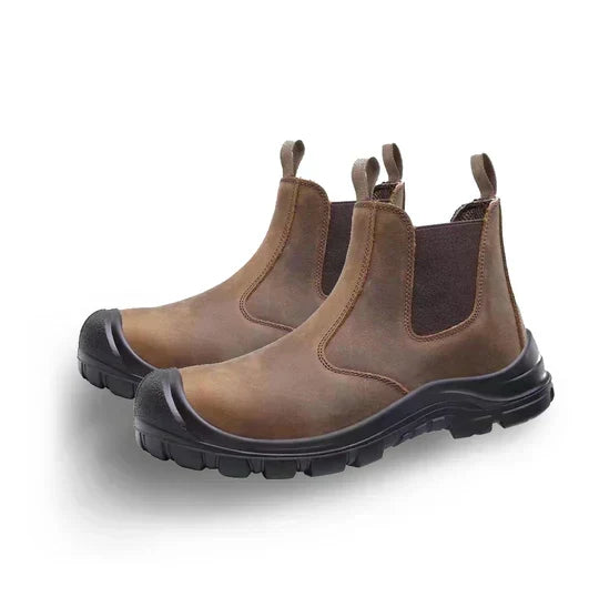 Men's Steel Toe Chelsea Safety Boots Slip-On Orthopedic