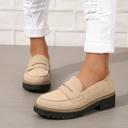Women's Platform Penny Loafers with Lug Sole for Casual