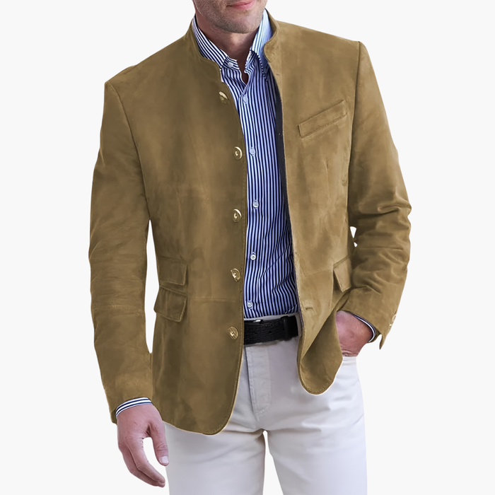 Men’s Jacket with Stand-Up Collar and Buttons