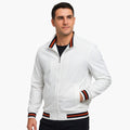 Men's Bomber Jacket with Zipper and Striped Hem