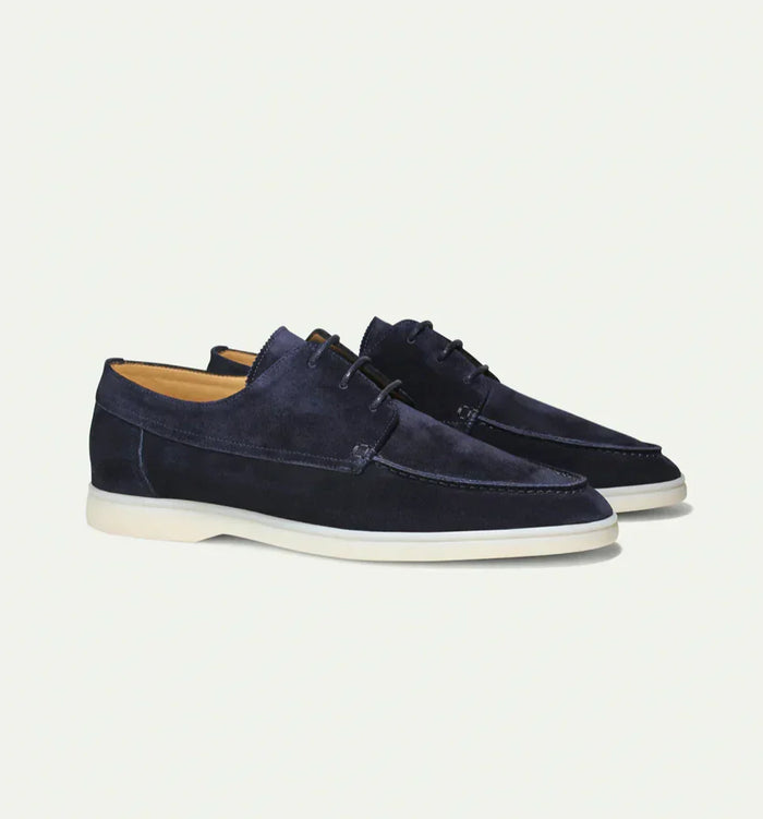 Men's Suede Lace-Up Loafers with Contrast Sole