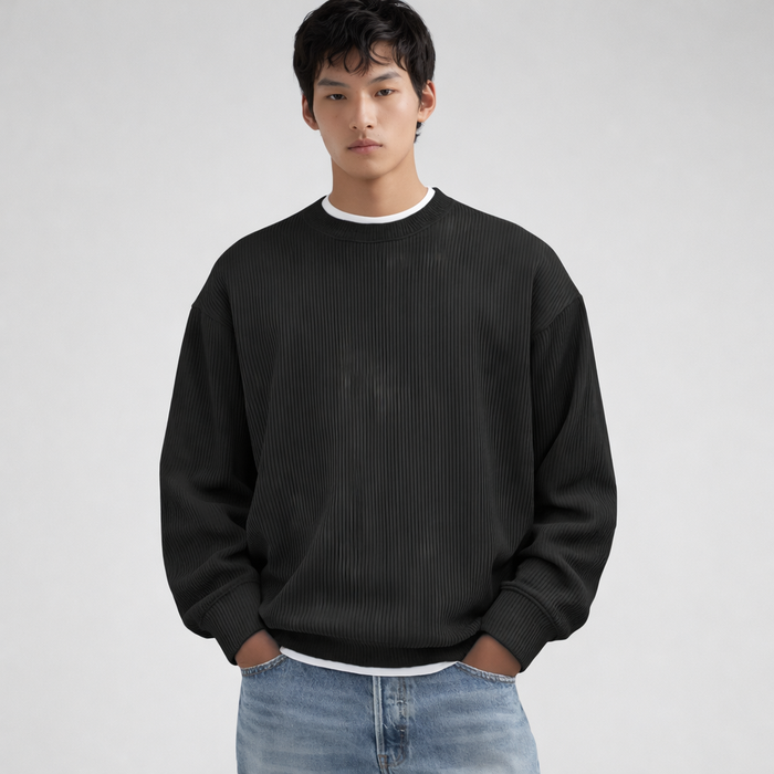 Men's Ribbed Turtleneck Sweater with Slim Fit
