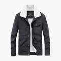 Men's Corduroy Jacket with Shearling Lining and Button Fastening
