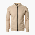 Men’s Quilted Sweatshirt with Zip Front and Ribbed Collar