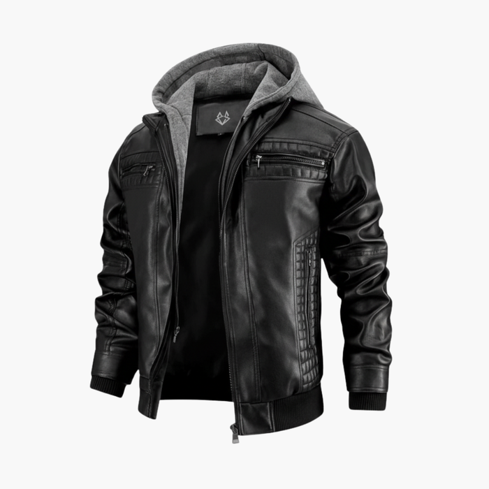 Men’s Hooded Jacket with Zip Closure and Ribbed Cuffs