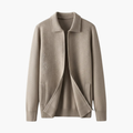 Men’s Zip Cardigan with Turn-Down Collar and Front Pockets