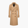Men’s Trench Coat with Double Row Buttons and Structured Long Fit