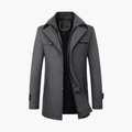 Men Coat with Notched Collar and Dual Closure