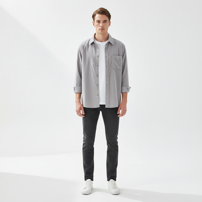 Men's Corduroy Overshirt Button-Front Relaxed Fit
