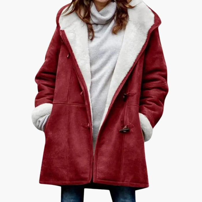 Women's Hooded Toggle Coat with Fleece Lining