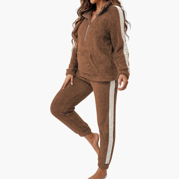 Women's Pajama Set with Half Zip Sweatshirt