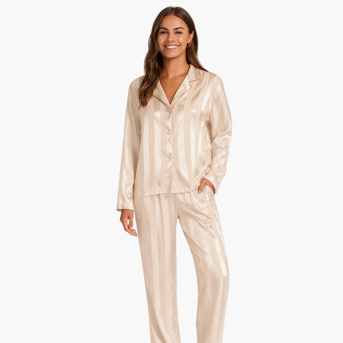 Women's Pajama Set with Button-Down Shirt and Pants