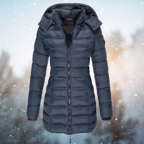 Women's Quilted Puffer Coat with Detachable Hood