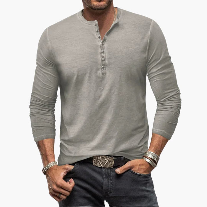 Henley Shirt for Men with Button Placket and Long Sleeves