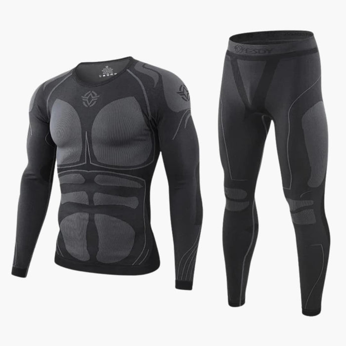 Men's Thermal Set with Long Sleeve Top and Elastic Waist Pants