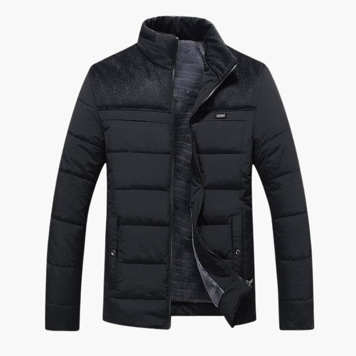 Men's Jacket with Stand-Up Collar and Quilting