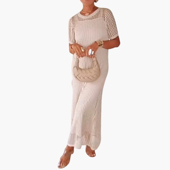Women Maxi Dress Set with Cut Out and Layered Design