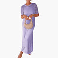 Women Maxi Dress Set with Cut Out and Layered Design