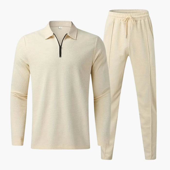 Men Tracksuit with Quarter Zip and Tapered Pants