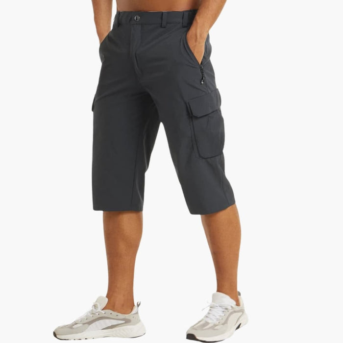 Men's Bermuda Cargo Shorts with Button and Zip Closure and Flap Pockets