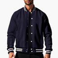 Men’s Bomber Jacket with Button Placket and Textured Surface