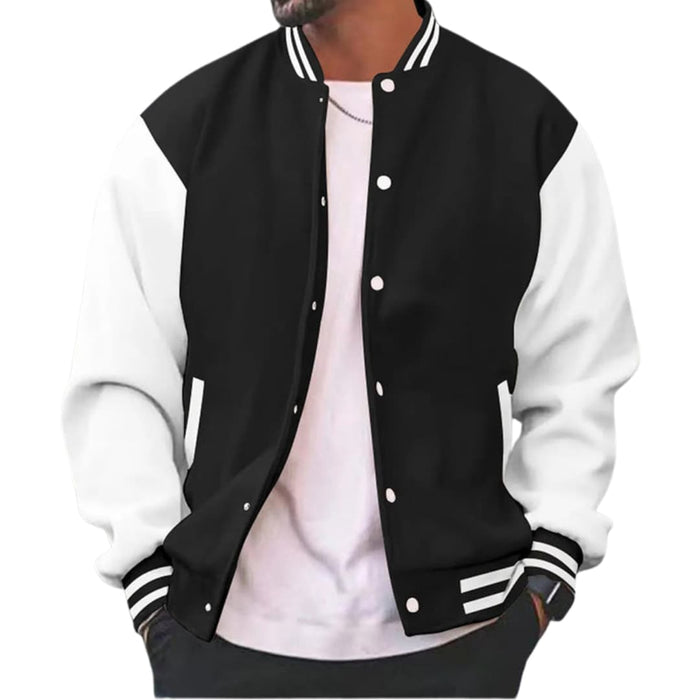 Men’s Bomber Jacket with Snap Buttons and Pockets