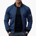 Men’s Bomber Jacket with Zip Closure and Ribbed Trim