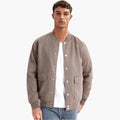 Men’s Button-Front Bomber Jacket with Ribbed Trim