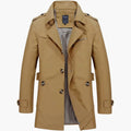 Men’s Button Front Trench Coat with Long Sleeves