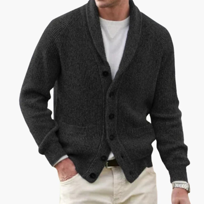 Men’s Cardigan with Shawl Collar and Button Front