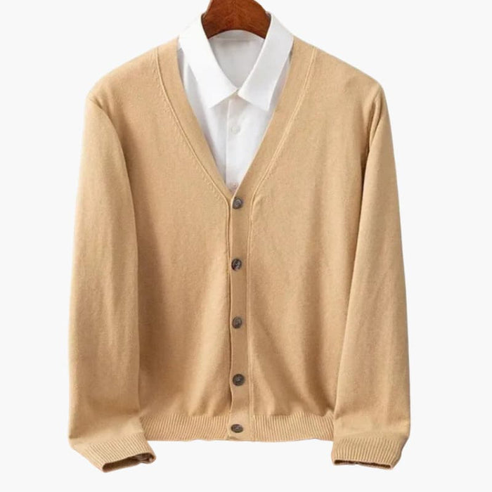 Men’s Cardigan with V-Neck and Button Closure