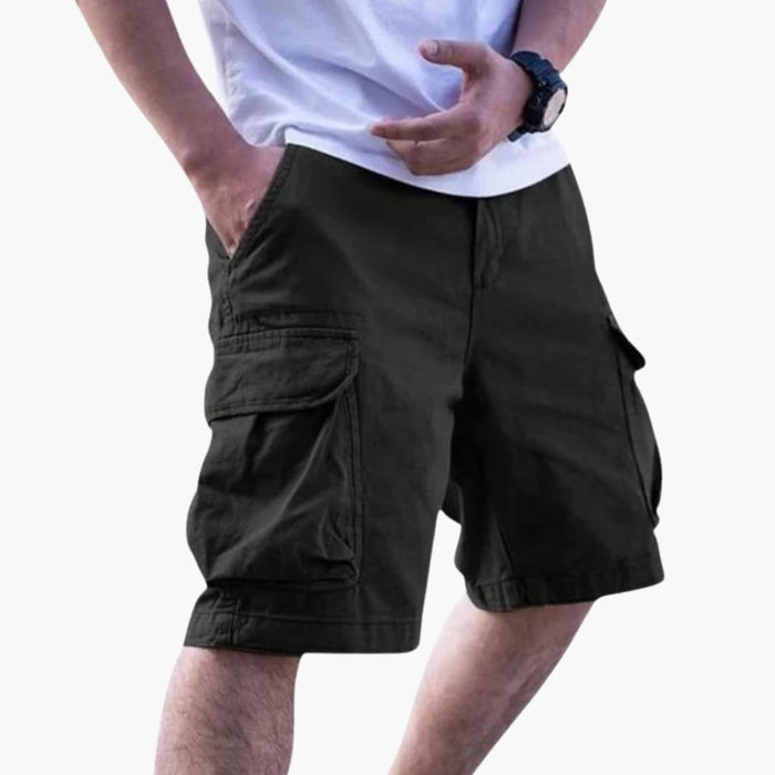 Men's Cargo Shorts with Button and Zipper Closure and Patch Pockets