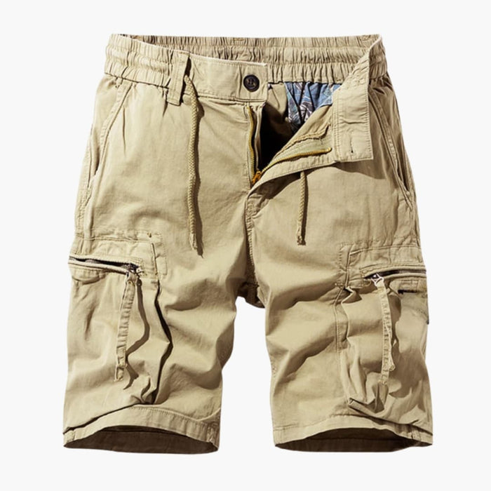 Men's Cargo Shorts with Drawstring and Zipper Pockets