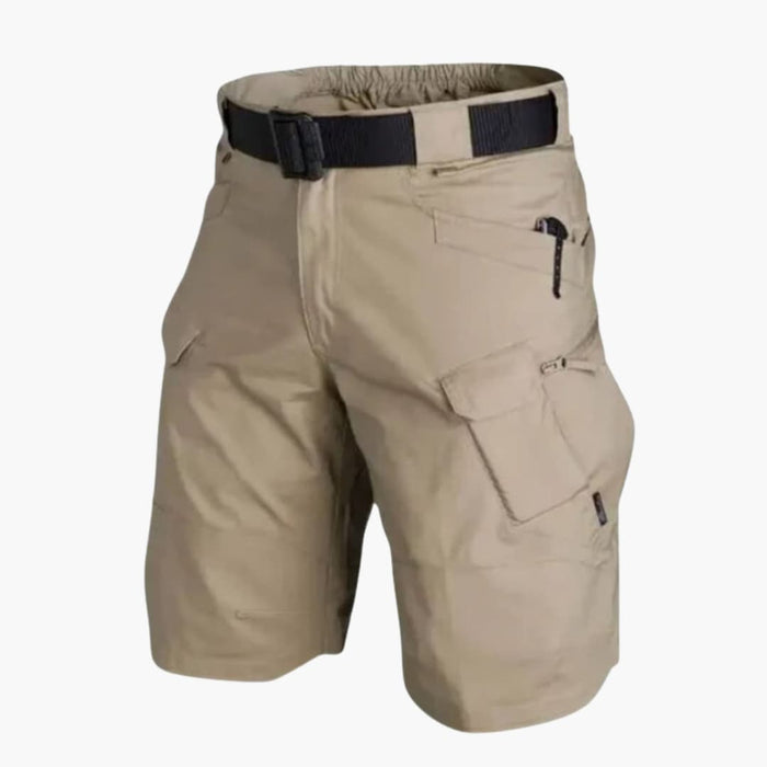 Men's Cargo Shorts with Integrated Belt and Zip Pockets