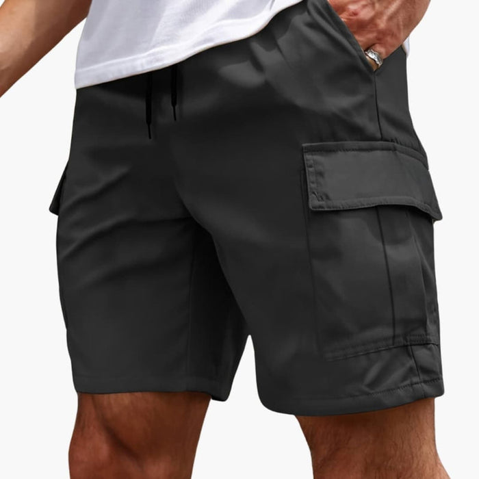 Men's Cargo Shorts with Multiple Pockets and Zipper Closure