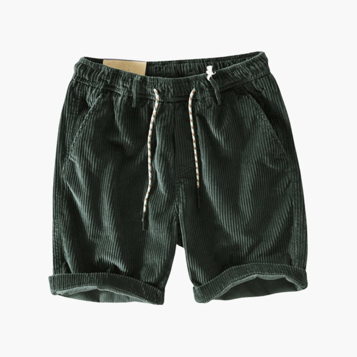 Men's Corduroy Shorts with Elastic Waistband and Side Pockets