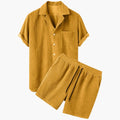 Men’s Corduroy Two-Piece Set – Short Sleeve Button-Down Shirt and Shorts